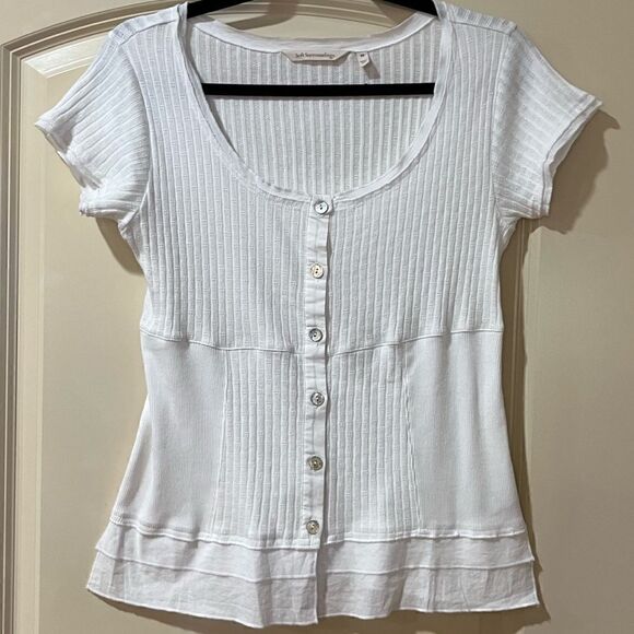 SOFT SURROUNDINGS Roma Ribbed Tee White Women's Size XS - Picture 1 of 5